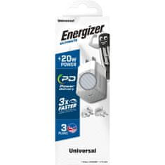 Energizer Energizer Ultimate - Multiplug EU / UK / US GaN USB-C 20W PD omrežni polnilec (srebrn)