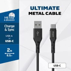 Energizer Energizer Ultimate - Povezovalni kabel USB-A na USB-C 2 m (črn)