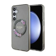 Guess Guess IML Flowers Wreath MagSafe - Ohišje za Samsung Galaxy S24+ (črno)