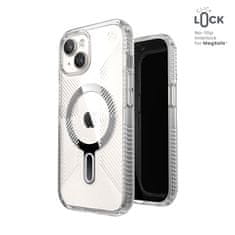 Speck Speck Presidio Perfect-Clear Grip ClickLock &amp; MagSafe - ohišje za iPhone 15 / iPhone 14 / iPhone 13 (prozorno / kromiran zaključek / srebrna barva)