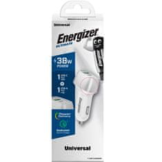 Energizer Energizer Ultimate - USB-C in USB-A 38W PD + QC3.0 avtomobilski polnilec (bela / srebrna)