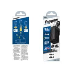 Energizer Energizer Ultimate - Multiplug EU / UK / US GaN USB-C &amp; USB-A 65W PD omrežni polnilnik + kabel USB-C (črn)