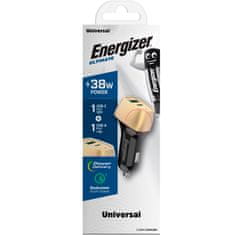 Energizer Energizer Ultimate - USB-C in USB-A 38W PD + QC3.0 avtomobilski polnilec (zlati / črni)