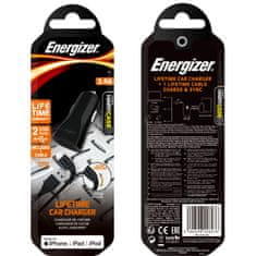 Energizer Energizer HardCase - Avtomobilski polnilec 2x USB-A 17W 3,4A + kabel Lightning s certifikatom MFi (črn)