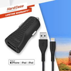 Energizer Energizer HardCase - Avtomobilski polnilec 2x USB-A 17W 3,4A + kabel Lightning s certifikatom MFi (črn)