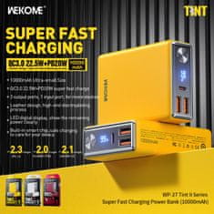 Wekome WEKOME WP-27 Tint Series - Power banka 10000 mAh Super hitro polnjenje USB-C PD 20W + 2x USB-A QC3.0 22,5W (rumena)