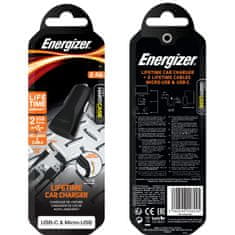 Energizer Energizer HardCase - Avtomobilski polnilec 2x USB-A 2,4A + kabel USB-C in Micro USB (črn)