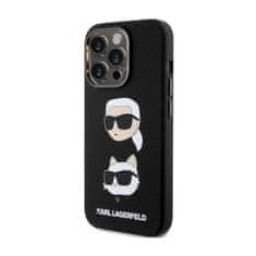 Karl Lagerfeld Karl Lagerfeld Silikonski ovitek Karl &amp; Choupette Heads - iPhone 15 Pro Case (črn)