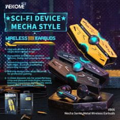 Wekome WEKOME VB06 Mecha Series - V5.3 TWS brezžične slušalke Bluetooth s polnilnim ohišjem (rumena)