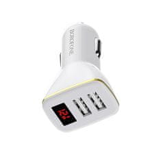 Borofone Borofone - 2x USB avtomobilski polnilec z LED zaslonom, bel