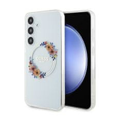 Guess Guess IML Flowers Wreath MagSafe - ovitek za Samsung Galaxy S24+ (prozoren)