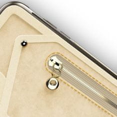 ZIZO Zizo Nebula Wallet Case - Usnjeni ovitek za iPhone X z žepi za kartice + torbica z zadrgo + 9H steklo za zaslon (Tan/Brown)