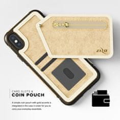 ZIZO Zizo Nebula Wallet Case - Usnjeni ovitek za iPhone X z žepi za kartice + torbica z zadrgo + 9H steklo za zaslon (Tan/Brown)