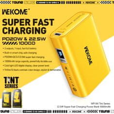 Wekome WEKOME WP-381 Tint Series - Power bank 10000 mAh Super hitro polnjenje USB-C PD 20W + USB-A QC3.0 22,5W (rumena)