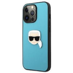 Karl Lagerfeld Karl Lagerfeld PU usnje Karl's Head Metal - ohišje za iPhone 13 Pro Max (modro)