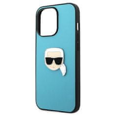 Karl Lagerfeld Karl Lagerfeld PU usnje Karl's Head Metal - ohišje za iPhone 13 Pro Max (modro)