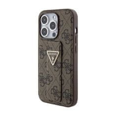 Guess Guess Grip Stand 4G Triangle Strass Logo - Ohišje za iPhone 15 Pro (rjavo)