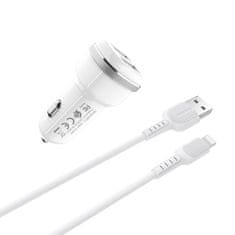 Borofone Borofone - avtomobilski polnilec 2x USB Lightning kabel, bel