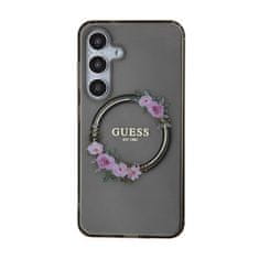 Guess Guess IML Flowers Wreath MagSafe - Ohišje za Samsung Galaxy S24 (črno)