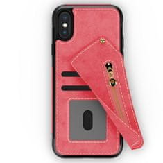 ZIZO Zizo Nebula Wallet Case - Usnjeni ovitek za iPhone X z žepi za kartice + torbica z zadrgo + 9H steklo za zaslon (roza/črna)