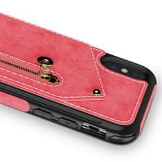 ZIZO Zizo Nebula Wallet Case - Usnjeni ovitek za iPhone X z žepi za kartice + torbica z zadrgo + 9H steklo za zaslon (roza/črna)