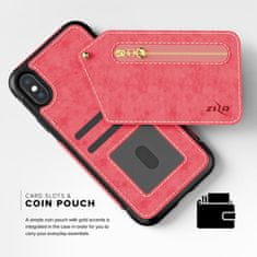 ZIZO Zizo Nebula Wallet Case - Usnjeni ovitek za iPhone X z žepi za kartice + torbica z zadrgo + 9H steklo za zaslon (roza/črna)