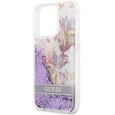 Guess Guess Liquid Glitter Flower - Ohišje za iPhone 13 Pro (vijolično)