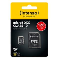 Intenso Intenso MicroSDXC - 128 GB pomnilniška kartica razreda 10 40 MB/s z adapterjem