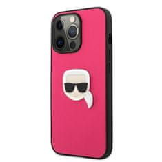 Karl Lagerfeld Karl Lagerfeld PU usnje Karl's Head Metal - iPhone 13 Pro Case (roza)