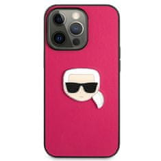 Karl Lagerfeld Karl Lagerfeld PU usnje Karl's Head Metal - iPhone 13 Pro Case (roza)