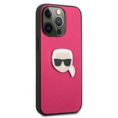 Karl Lagerfeld Karl Lagerfeld PU usnje Karl's Head Metal - iPhone 13 Pro Case (roza)