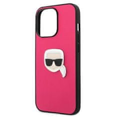 Karl Lagerfeld Karl Lagerfeld PU usnje Karl's Head Metal - iPhone 13 Pro Case (roza)