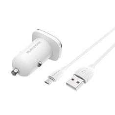 Borofone Borofone - ładowarka samochodowa USB z QC3.0 i kablem micro USB w zestawie, biały