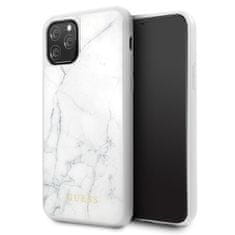 Guess Trdno ohišje iz kaljenega stekla Guess Marble - Ohišje za iPhone 11 Pro (belo)