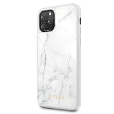 Guess Trdno ohišje iz kaljenega stekla Guess Marble - Ohišje za iPhone 11 Pro (belo)