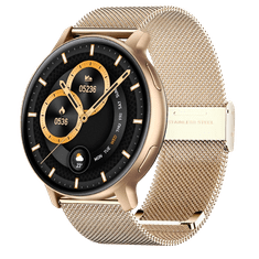 Smart Plus S53 BT Fitness Tracker - napredna vodoodporna pametna ura z Bluetooth klicem in spremljanjem telesne pripravljenosti Gold / Milanese