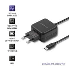 Qoltec polnilec qoltec 5v | 2,4a | 12w | microusb | črna