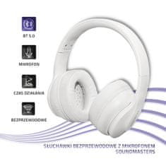 Qoltec qoltec soundmasters brezžične slušalke z mikrofonom | bt 5.0 ab| bela