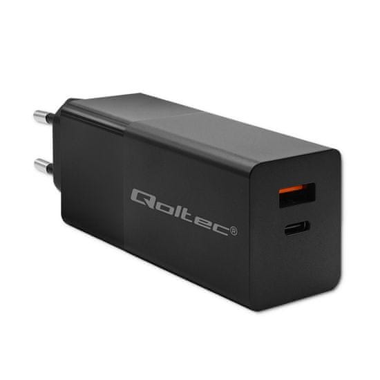 Qoltec qoltec gan power pro polnilec | 1xusb tip c | 1xusb a | 100w | 5-20v | 1,5-5a | pd | črna