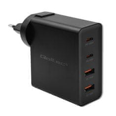 Qoltec qoltec gan power pro polnilec | 2xusb-c | 2xusb | 130w | 5-20v | 1,5-5a | pd | črna