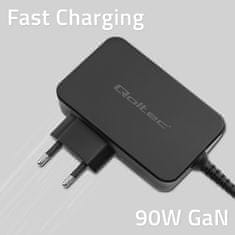 Qoltec qoltec gan power pro charger | 1xusb-c | 90w | 5-20v | 3-4,5a | črna