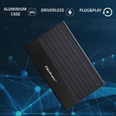 Qoltec aluminijasto ohišje qoltec | pogon ssd hdd 2,5'' | sata | usb 3.0 | super hitrost 5gb/s | 2tb | črno