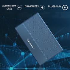 Qoltec aluminijasto ohišje qoltec | pogon ssd hdd 2,5'' | sata | usb 3.0 | super hitrost 5gb/s | 2tb | modra