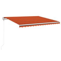 Vidaxl Avtomatska tenda LED + senzor 400x350 cm oranžna/rjava