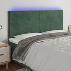 shumee LED posteljno vzglavje temno zeleno 180x5x118/128 cm žamet