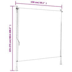 Vidaxl Zunanje rolo senčilo rumeno in belo 150x270 cm tkanina in jeklo