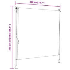 Vidaxl Zunanje rolo senčilo oranžno in belo 200x270 cm tkanina jeklo