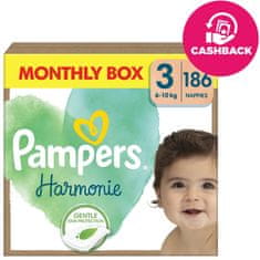 Pampers Otroške plenice za enkratno uporabo Harmonie, velikost 3, 186 kosov, 6kg-10kg