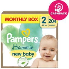 Pampers Otroške plenice za enkratno uporabo Harmonie, velikost 2, 204 kosov, 4kg-8kg