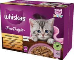 Whiskas WHISKAS junior mokra hrana za mačke s perutnino in divjačino - 12x85 g, brez umetnih barvil, za zdravje mačkov